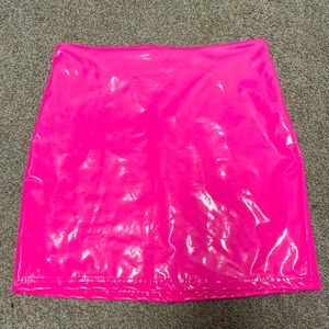 Shein Pink Latex Mini Skirt